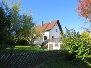 eingezäuntes und bepflanztes Grundstück